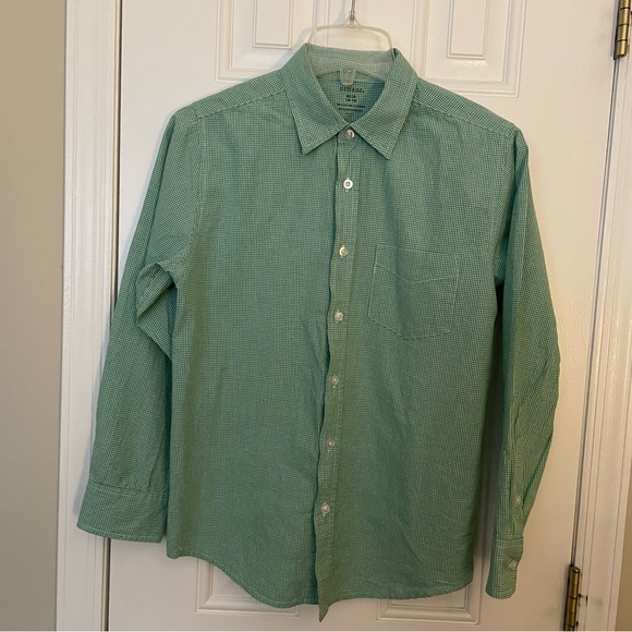 Boy’s Green and White Gingham Long Sleeve Shirt - Picture 1 of 3